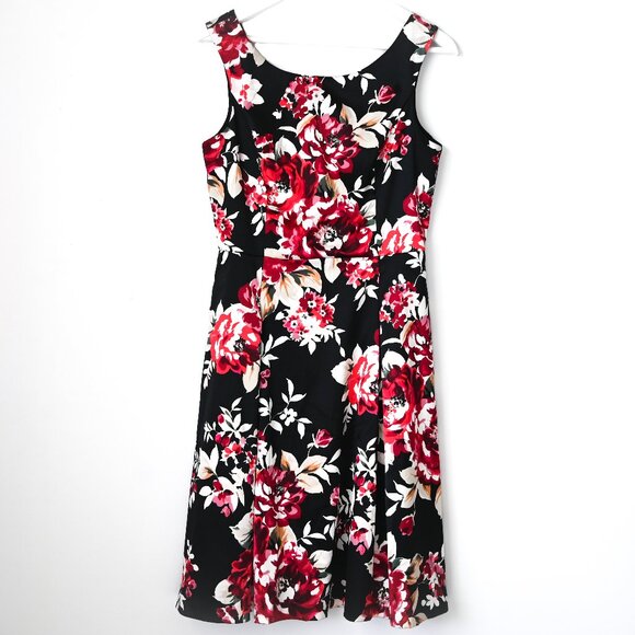 White House Black Market Dresses & Skirts - WHITE HOUSE BLACK MARKET Red Pink Black Floral Sleeveless Dress - Size 8